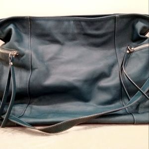 Garnet Hill Large Leather Bag, Teal